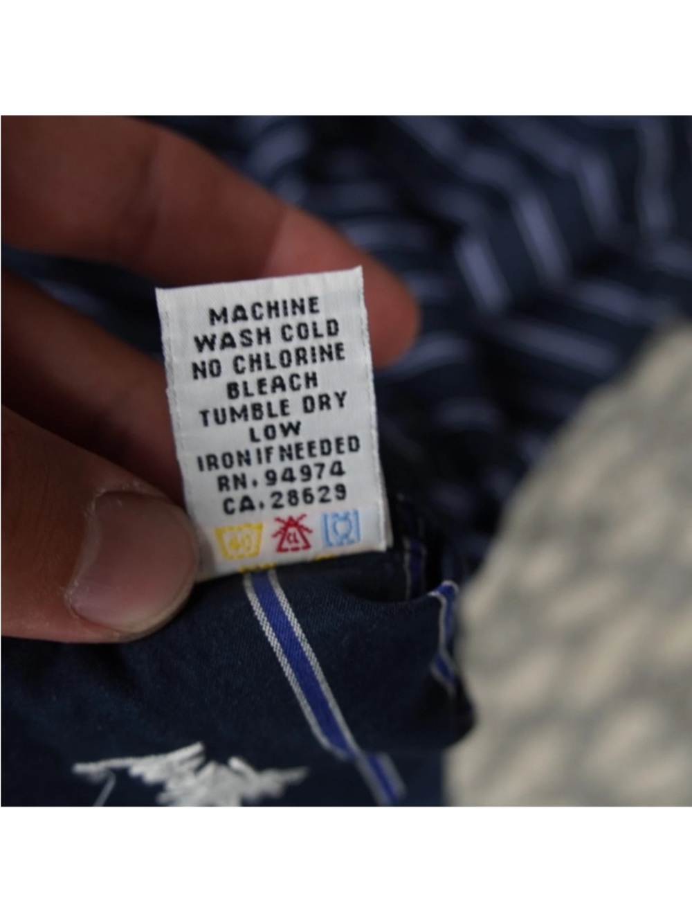 Stussy Short Sleeve Button Up Shirt Mens X-Large Navy Blue Striped Logo Street - Picture 8 of 13